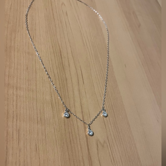 Sterling Silver Necklace with clear stones - Picture 2 of 5